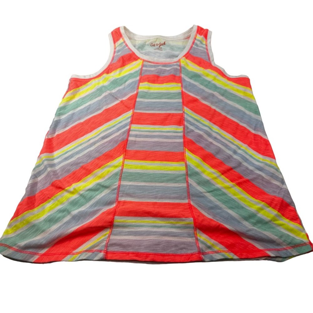 Cat And Jack Girl's Size Large 10-12 Top Tank Striped Multicolor Preowned